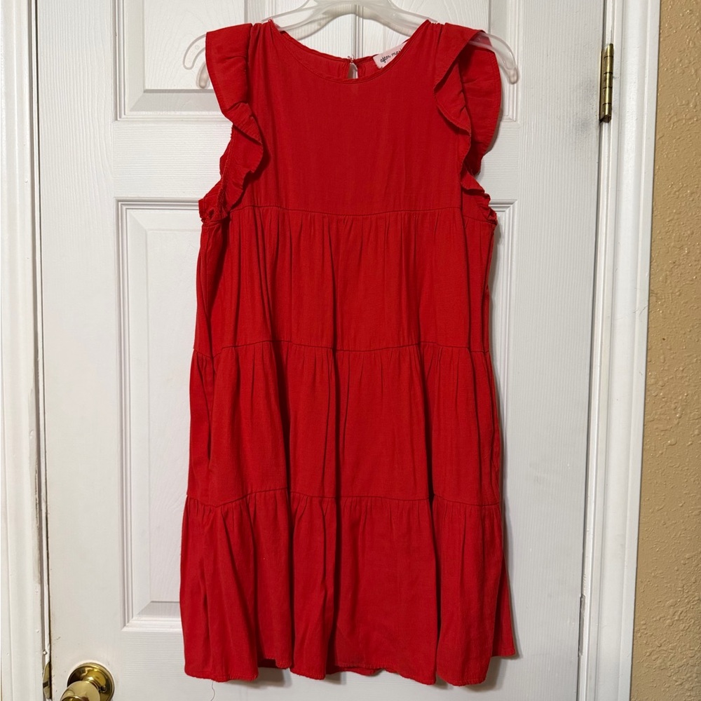 Elegant Red Ruffled Women's Dress
